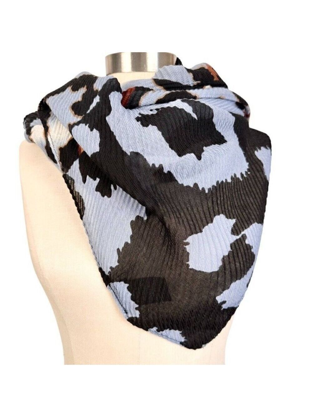 Cejon Leopard Print Blue Rectangle Scarf One Size - Picture 7 of 7